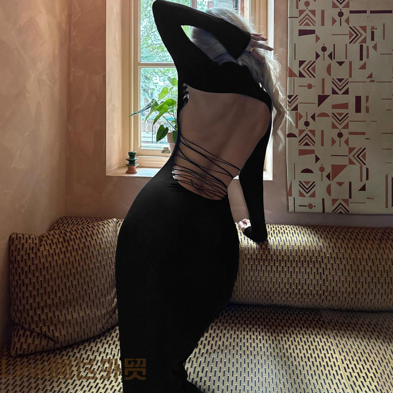 Lace-cutsexysatinprintdress气