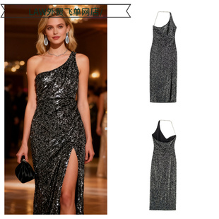 deep neck party 显瘦休闲 Sexy dress设计感小众百搭修身 satin