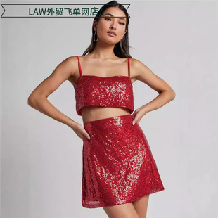 deep camisole top dress亮片性感短裙辣妹套 Sexy ball sequin