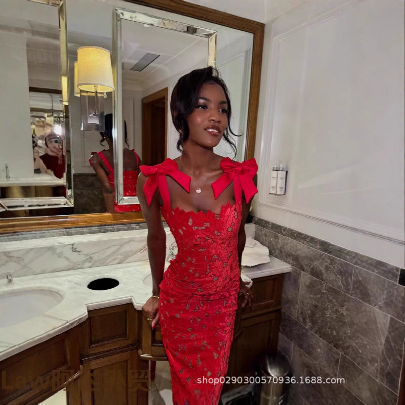 Lace-cutsexysatinprintdress气