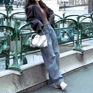 print floral lace dress明星同款 复古蓝色阔 Sexy 美式 vacation