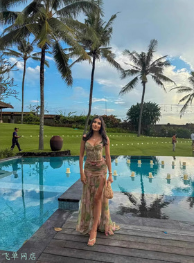 Color blocking sexy vacation casual long dressHELJ17吊带褶皱