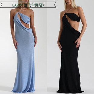 split back sexy party 镂空 Sleeveless dress独立站无袖 sequin