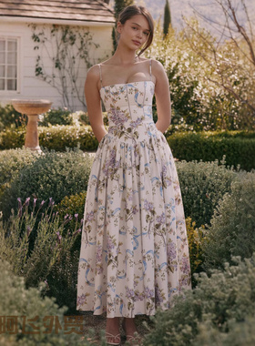 Flattering sexy floral print strapless dress仙女时尚高级感法
