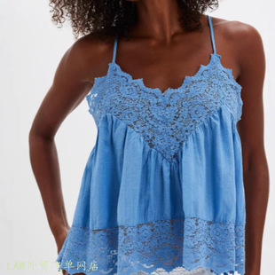 vest camisole women V领性感花 Splicing top2025逊女式 loose