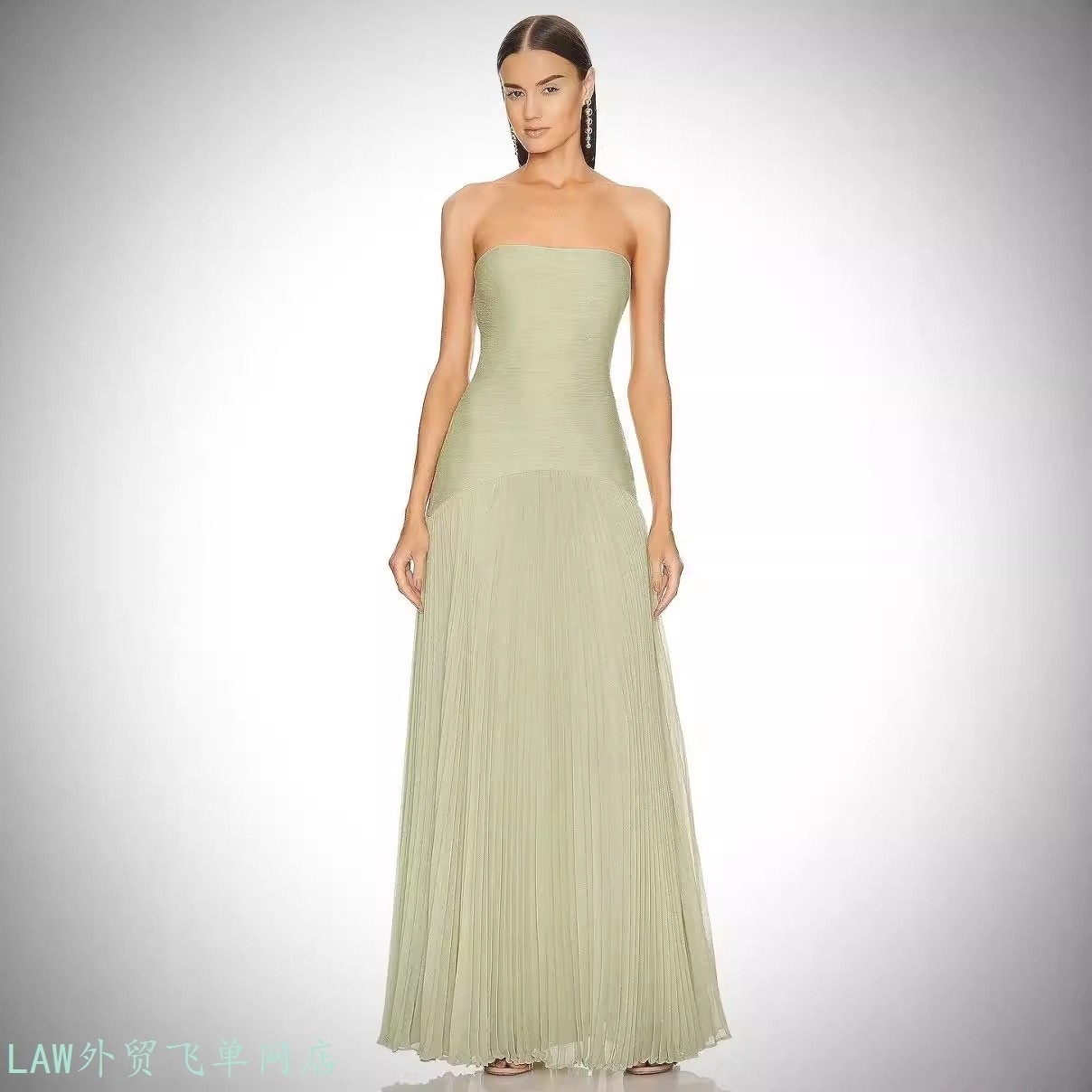 Sexy slim fit color Dingju long dress俄罗斯逊休闲坑条布抹胸