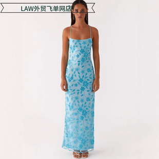 slim dress个性 fit lace 亮片刺绣挂脖裙女性感 sleeveless Sexy