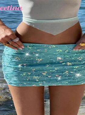 Sexy lace camisole beach cover slim dress年夏季新品蓝色花型