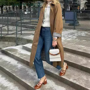 Coat长款 Sexy Cotton Thermal 纽扣大衣外套翻领宽松通勤 Casual