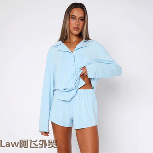shirt爆款 舒适 women 睡衣套装 长裤 长袖 sleeved long sexy Lace
