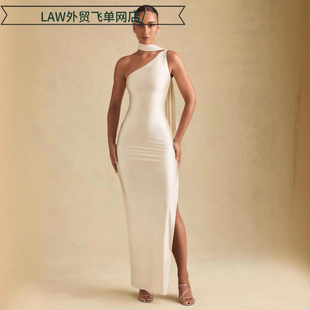satin party deep neck dress持脖露肩轻奢高弹力高级缎面 Sexy