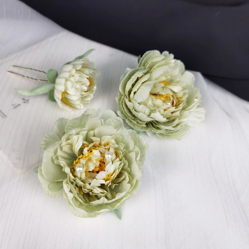 古风绢花发夹套装汉服发饰唐风花朵U钗头饰后压古装配饰头花发卡
