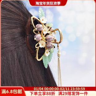 靓玺坊 古风绢花抓夹汉服发饰头饰古装造型后脑勺发夹发簪子配饰