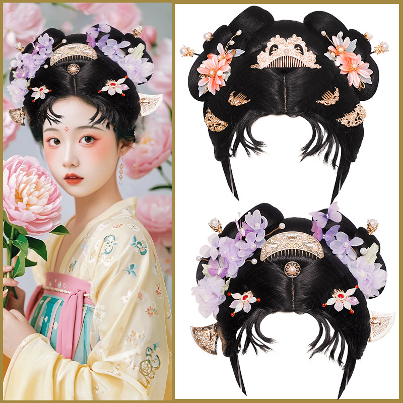 古风影视剧同款少女唐风汉服假发古代整顶头套饰品组合古风套装