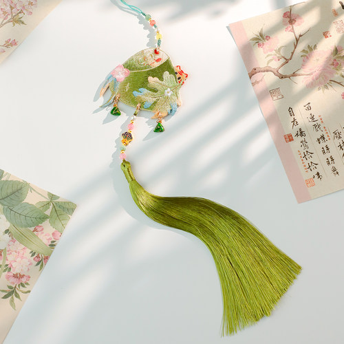 古风汉服双面刺绣流苏香囊挂件