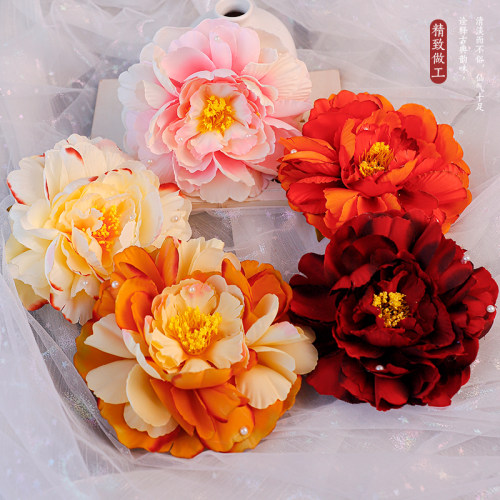 仿真花花朵头饰后压古装大唐风