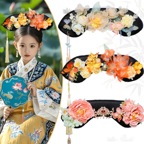 儿童汉服假发复古格格插梳款旗头