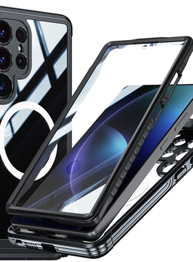 适用Samsung S25ultra三防360全包手机壳s24plus防摔s26保护套s22+防刮花s23+磁吸充电MagSafe磁吸s21户外壳