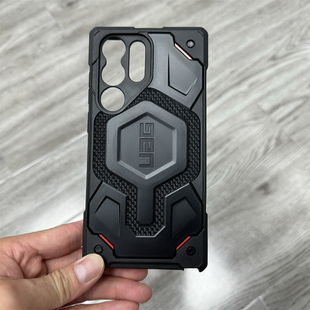 U系适用三星S25ultra港风军工防摔磁吸手机壳s23plus+高级感s24+碳纤维全包保护套magsafe无线充皮纹外壳