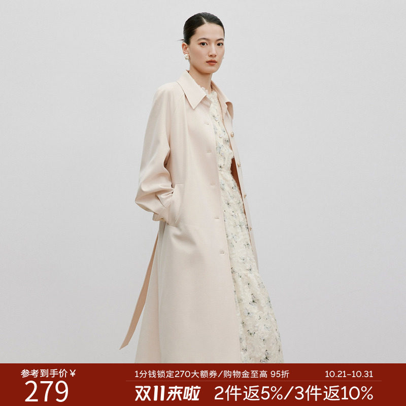 衣香丽影中长款风衣女春秋装高端气质羊毛翻领大衣