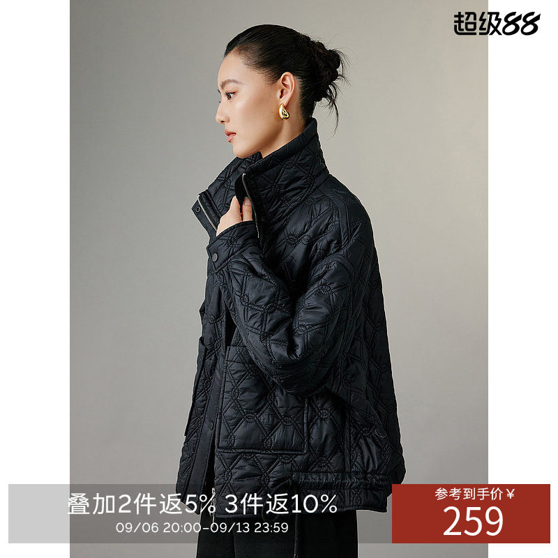 衣香丽影黑色宽松棉衣棉服女2026年冬季新款高级感轻薄大翻领棉袄
