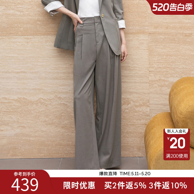 衣香丽影灰色西装裤休闲裤女2026年春装新款阔腿长裤子150316104
