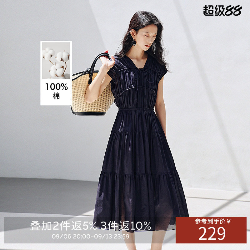 衣香丽影【100%棉】结构感气质连衣裙女夏装ins风裙