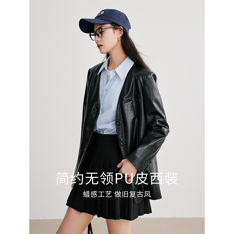 衣香丽影黑色皮衣短外套女2026春装新款今年流行宽松美式复古上衣