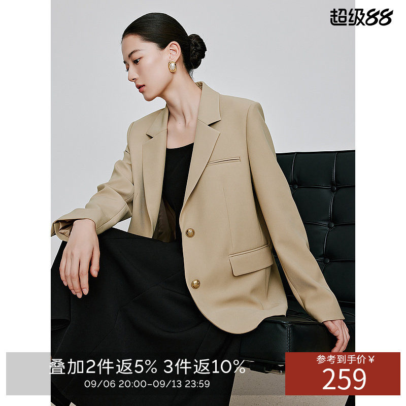 西装外套女卡其高级感衣香丽影2026秋季新款韩系宽松气质休闲西服