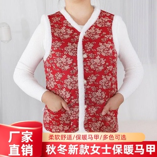 马甲女款2025新款冬加绒加厚民族风中老年妈妈装保暖背心棉衣外套