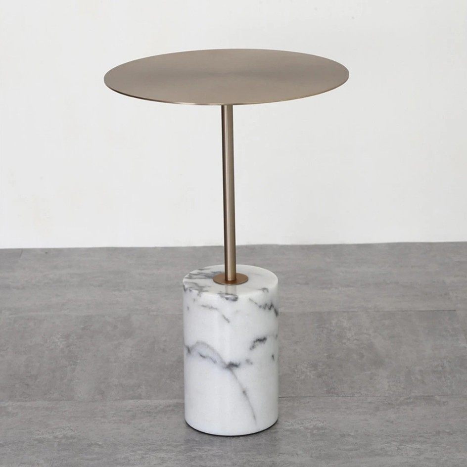简约现代时尚大理石小圆桌子客厅卧室咖啡厅奶茶店金属茶几边角几