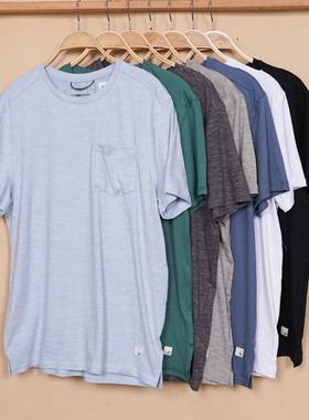 有口袋男款短袖圆领休闲宽松T恤磨毛手感透气吸湿高弹 款号G328