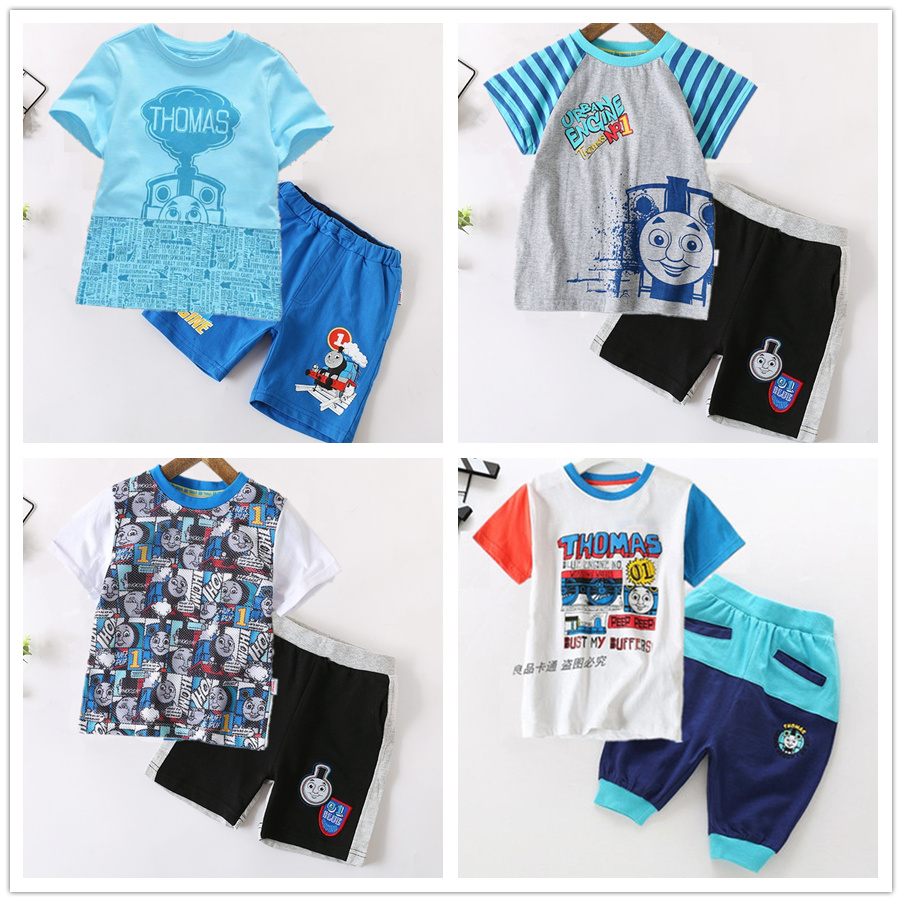 托马斯童装夏中小男童纯棉上衣半袖卫衣宝宝潮休闲圆领套头T恤裤