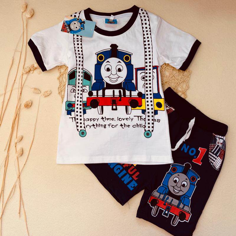 2026新款男孩托马斯童装短袖卡通夏天短裤宝宝 火车头动漫衣服