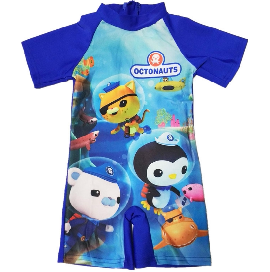 包邮卡通连体泳衣裤防晒中小童沙滩亲肤训练学游泳泳裤平角裤