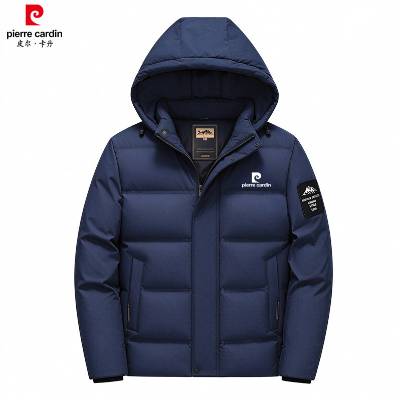 皮尔卡丹连帽可拆卸防寒棉衣男士加厚羽绒棉服中老年冬季外套防风