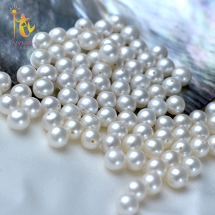 正圆白色淡水珍珠散珠裸珠diy手工材料baby大颗粒通孔项链手链女