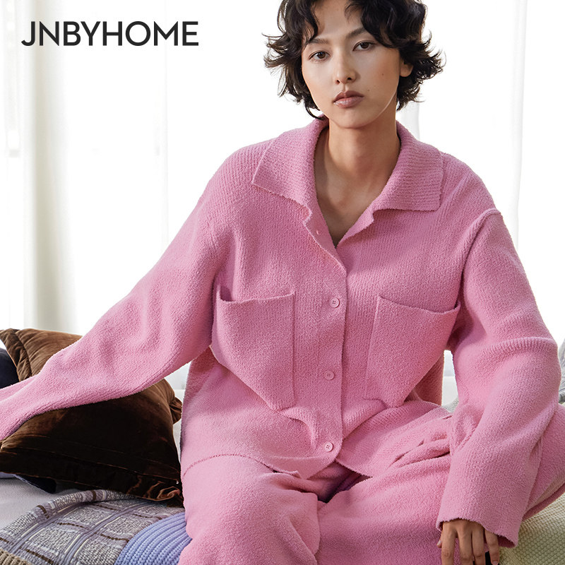 JNBYHOME江南布衣秋冬新半边绒家居服套装女士睡衣情侣时尚外