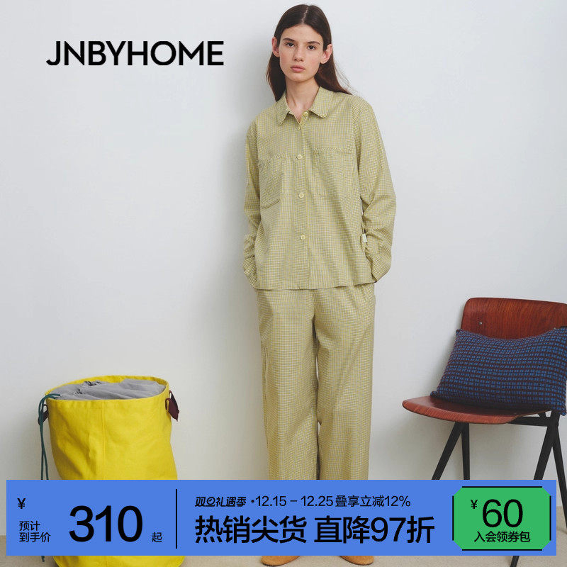 JNBYHOME江南布衣25年秋季新女长袖家居服套装休闲格纹睡衣
