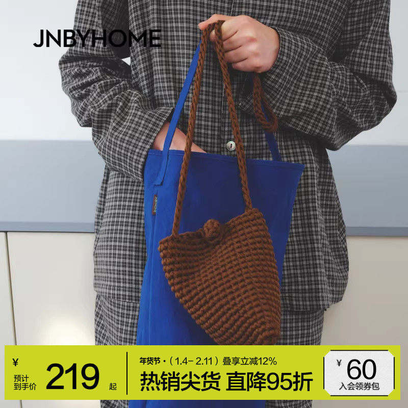 JNBYHOME江南布衣25年秋季小众手工重工斜挎编织包手拎复古