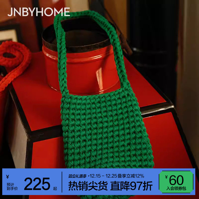 JNBYHOME江南布衣25新品针织编织包包绿色单肩斜挎包女小包