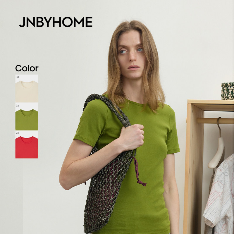 JNBYHOME江南布衣26年夏季短袖T恤家居服修身内搭简约上衣