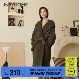 外穿 JNBYHOME江南布衣秋冬柔软温暖浴袍睡衣中长款 舒棉绒睡袍
