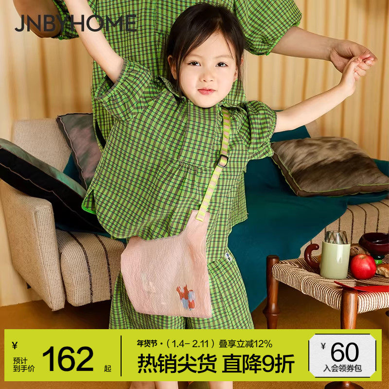 JNBYHOME江南布衣儿童款泡泡纱家居服棉质睡衣连衣裙泡泡袖亲