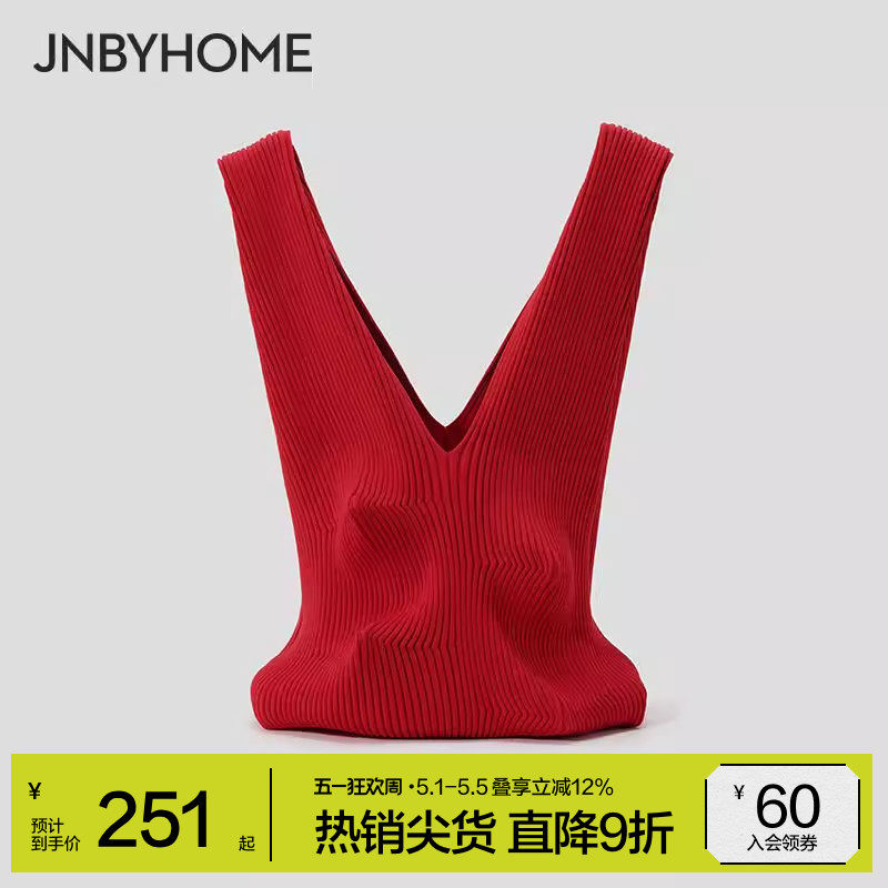 JNBYHOME江南布衣秋冬年针织大容量女纯色简约便携收纳通勤包