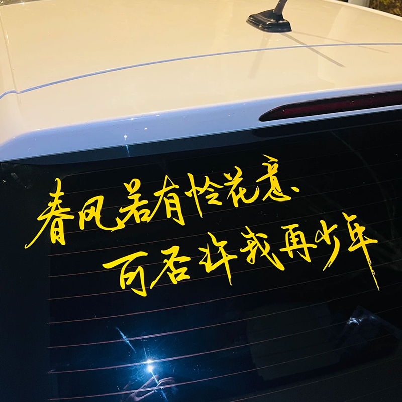 春风若有怜花意车贴汽车装饰车门后挡风玻璃创意励志个性文字贴纸