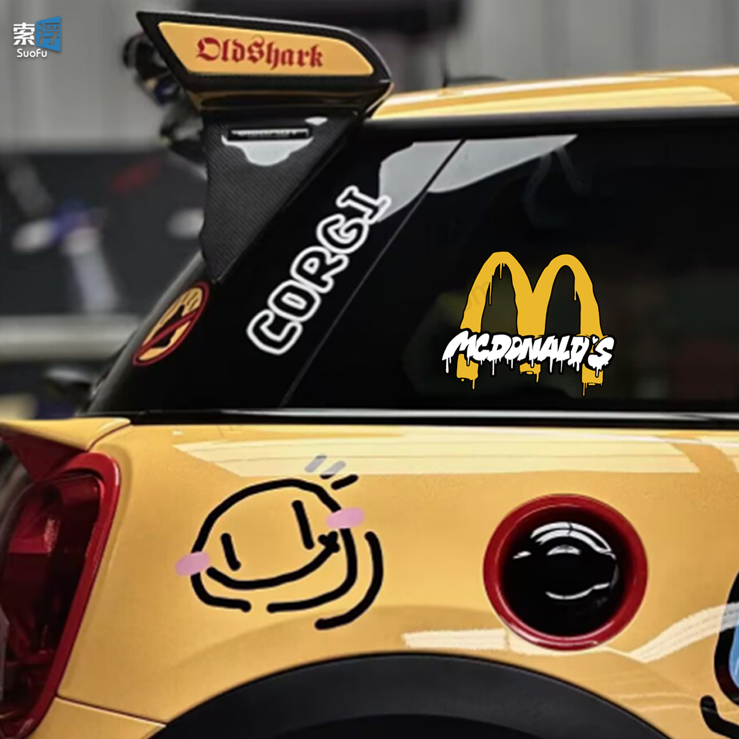 汽车贴纸涂鸦M记麦当劳个性创意车贴电脑机箱车身玻璃划痕装饰贴