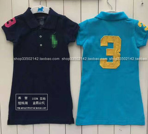 断码清美国拉夫** RL原dan全棉大马标polo 女童网球直筒夏连衣裙