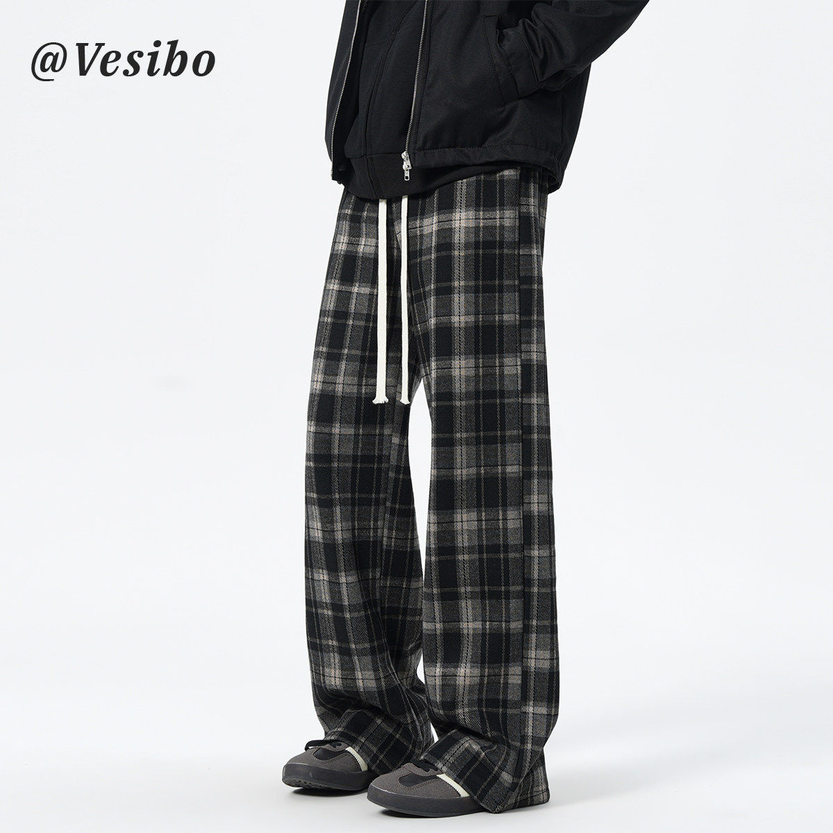 潮牌复古宽松格子裤男冬季美式vibe休闲裤子高街百搭垂感直筒长裤,男装,休闲裤,淘宝优惠券,粉丝福利购,淘宝优惠卷