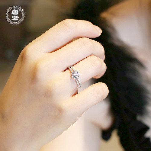 925纯银钻石戒指唐奢情侣